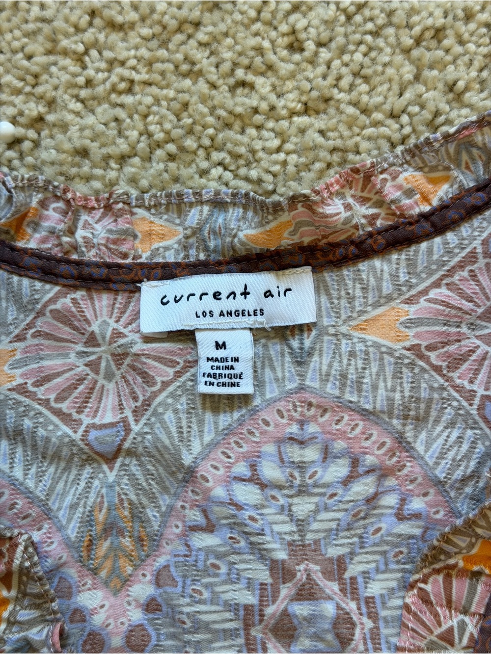 Current Air Anthropologie Quilt Contrast Motif Top Size Medium - Picture 4 of 4